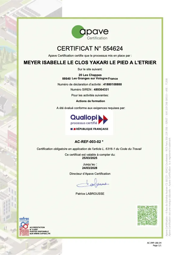 Certification Qualiopi Clos Yakari